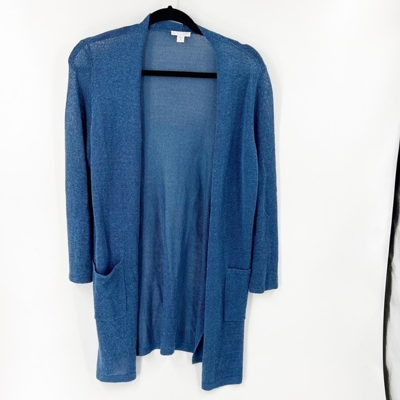 ✅ J. JILL LINEN BLEND BLUE CARDIGAN SIZE SMALL - Picture 1 of 4